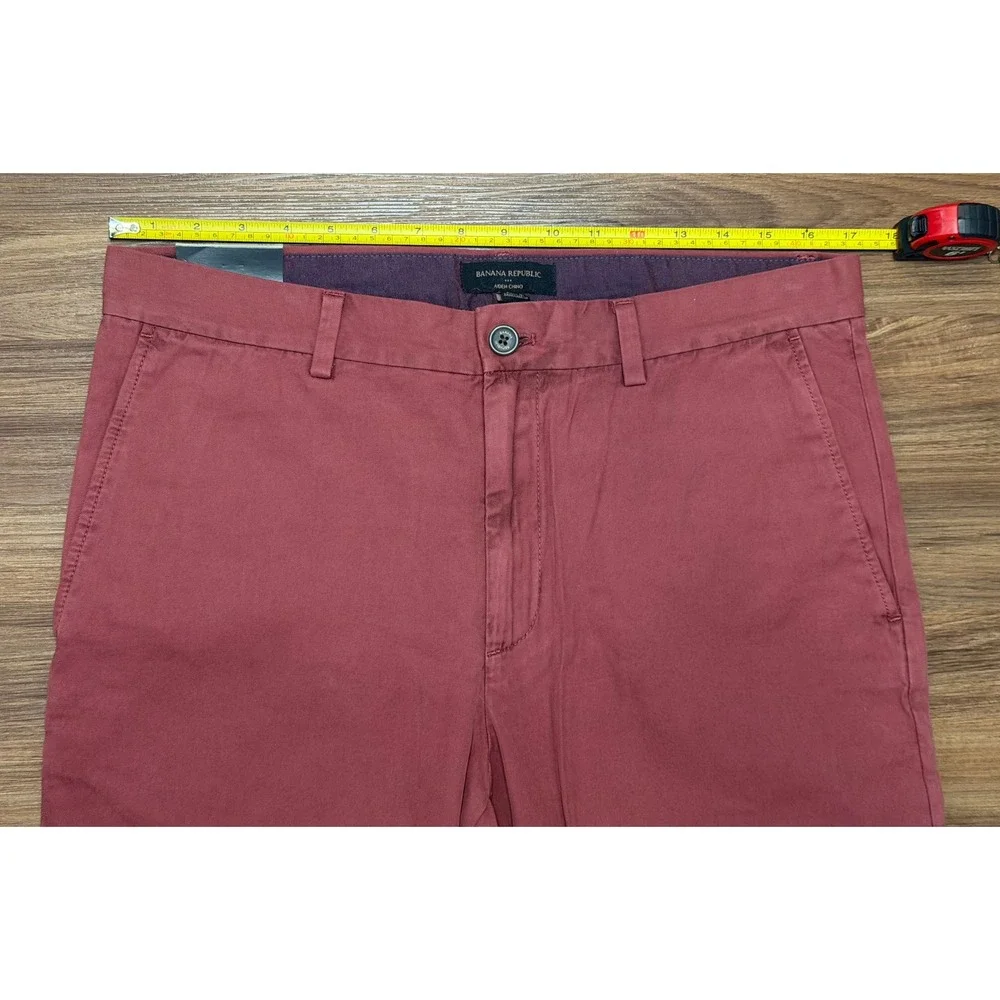 Banana Republic Aiden Chino Pants Mens Slim Fit Red Cotton Trousers Sz 33x32